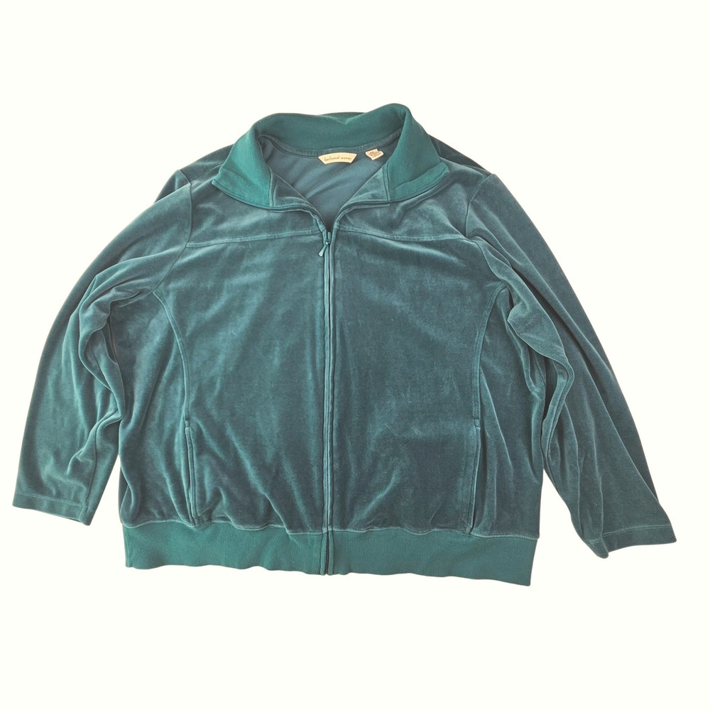 Bechamel Woman Vintage 90s Y2K Teal Velour Track Jacket 2X D7842PA3